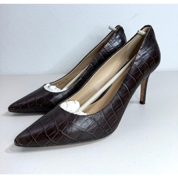 Coach Smith Classic Crocodile Chestnut Leather Heels Size 9.5B - Picture 9 of 13
